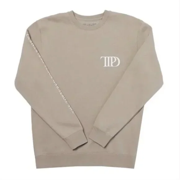 Taylor Swift The Tortured Poets Department Crew Neck Pullover Beige Size XL - Picture 1 of 9